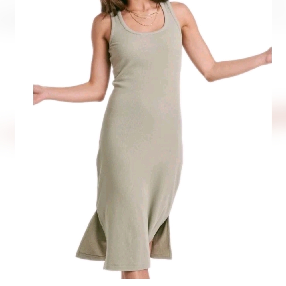 The Drop Britta Ribbed Maxi Dress Woman Plus 2X Sage Green Tank Minimalist Nwt